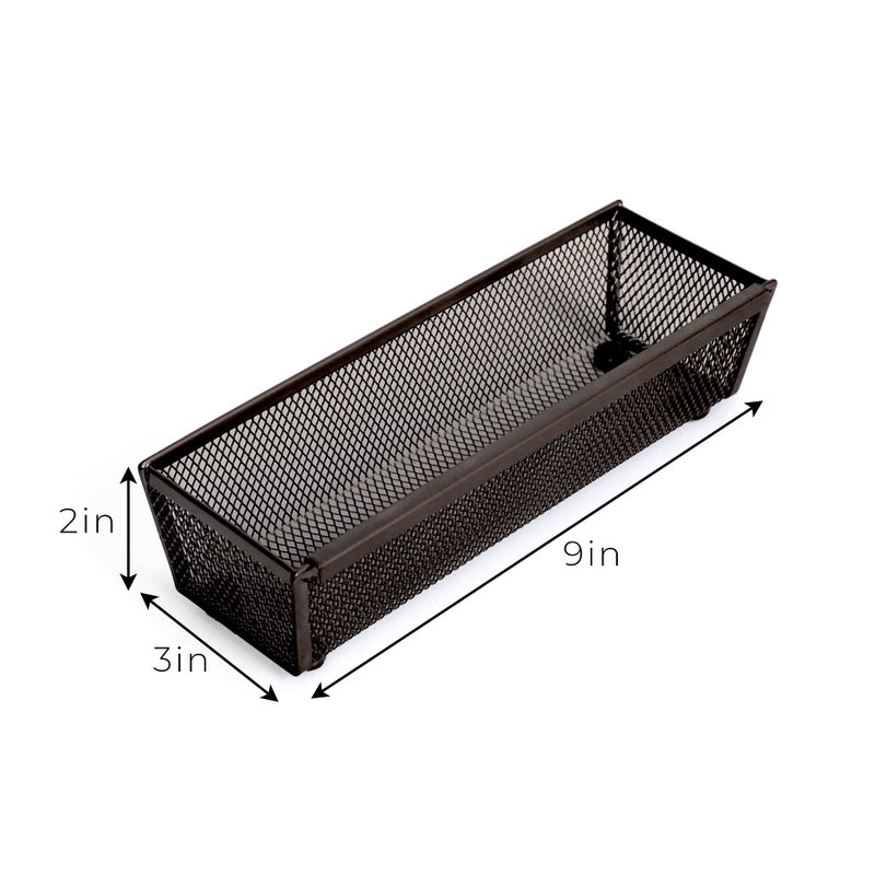 Smart Design Drawer Organizer - 9 x 3 Inch - Steel Metal Mesh Tray - with Interlocking Arm Connection - Utensils, Silverware, Organization - Kitchen - Bronze - Image 3